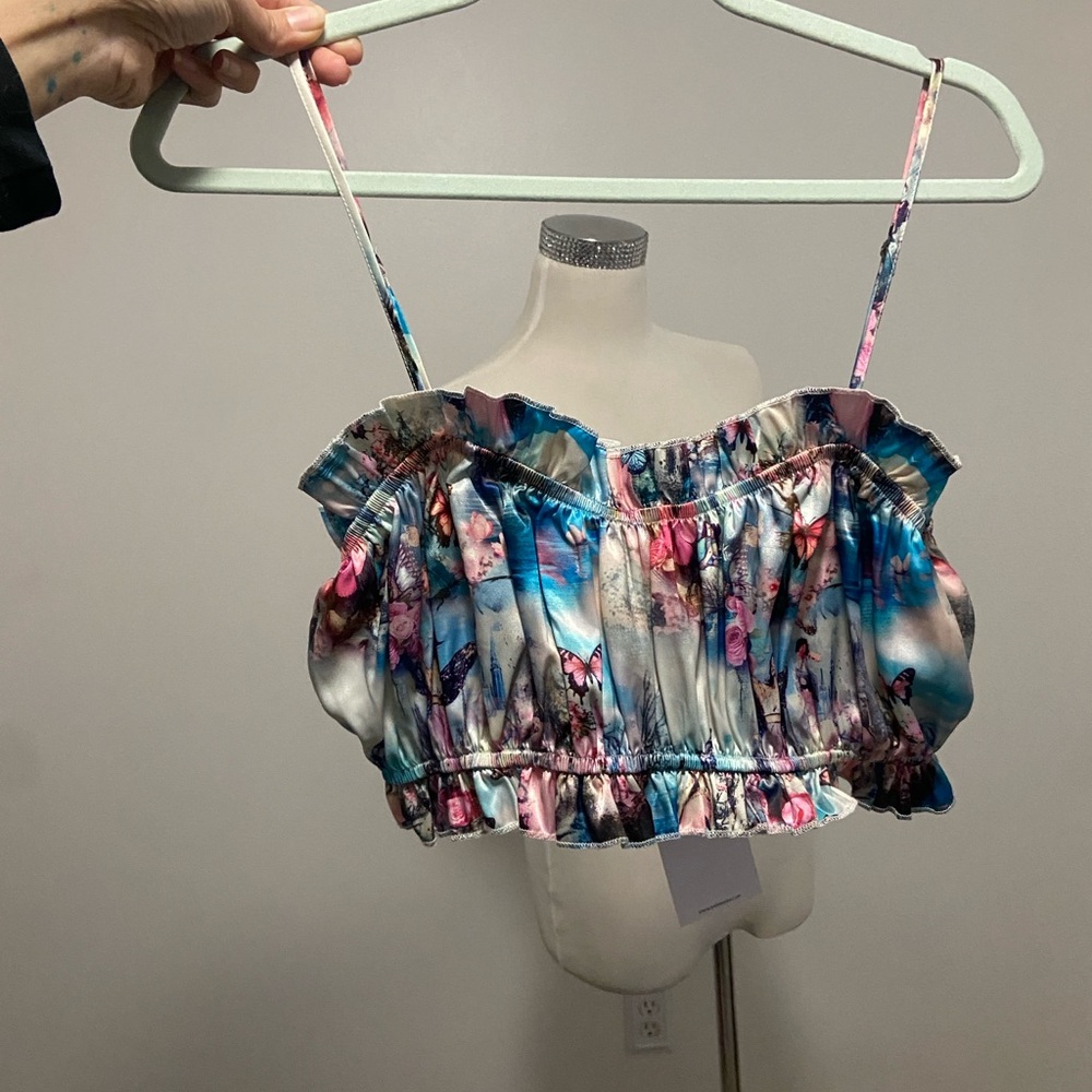 AKIRA Vibrant Fairy Off-Shoulder Crop Top brand new with tags